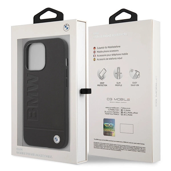 Etui BMW BMHMP14XSLLBK iPhone 14 Pro Max 6,7" sort/sort hårdkasse Signatur Logo Imprint Magsafe