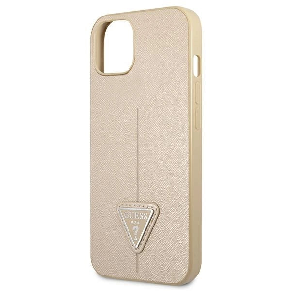 Guess GUHCP13SPSATLE iPhone 13 mini 5,4 "beige / beige hardcase SaffianoTriangle Logo