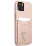 Guess GUHCP13SPSATPP iPhone 13 mini 5,4 "pink / pink hardcase SaffianoTriangle Logo Cardslot