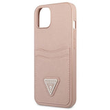 Guess GUHCP13SPSATPP iPhone 13 mini 5,4 "pink / pink hardcase SaffianoTriangle Logo Cardslot