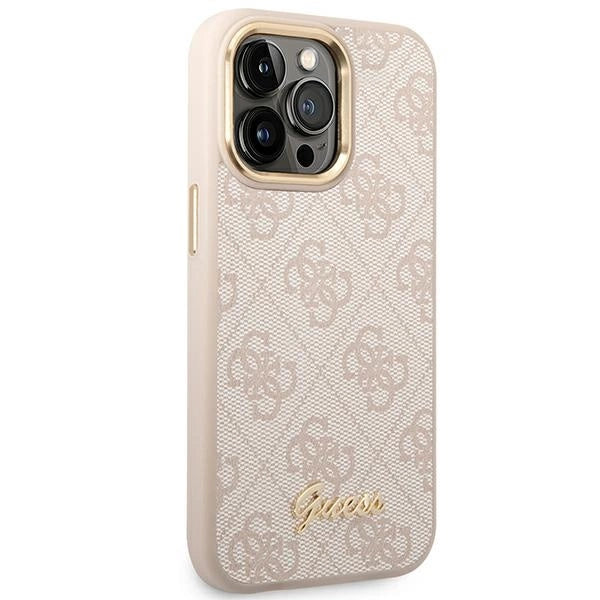 Guess 4G Vintage Gold Logo case for iPhone 14 Pro - pink