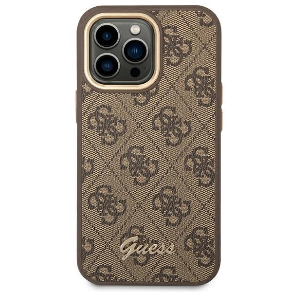 Guess GUHCP14LHG4SHW iPhone 14 Pro 6.1 "brown / brown hard case 4G Vintage Gold Logo