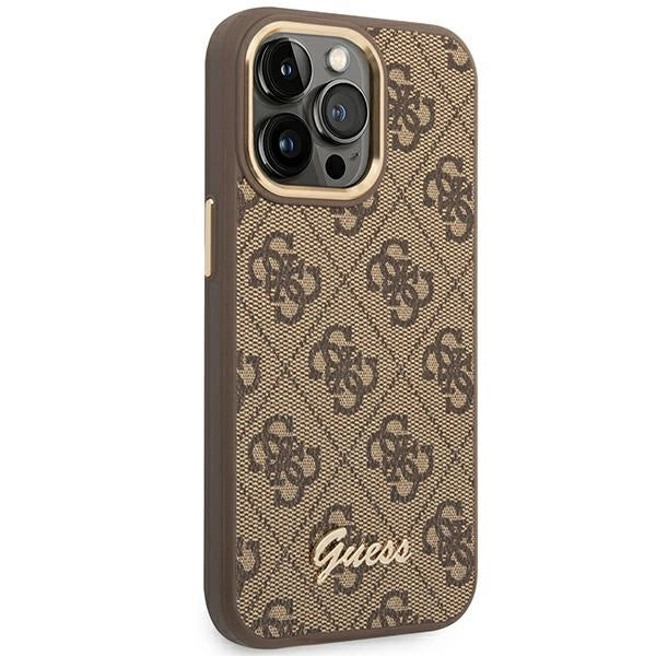 Guess GUHCP14LHG4SHW iPhone 14 Pro 6.1 "brown / brown hard case 4G Vintage Gold Logo