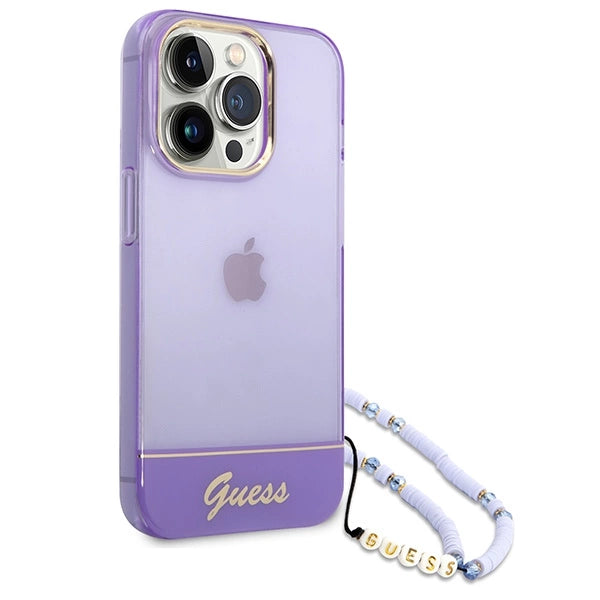 Guess GUHCP14LHGCOHU iPhone 14 Pro 6.1" purple/purple hardcase Translucent Pearl Strap