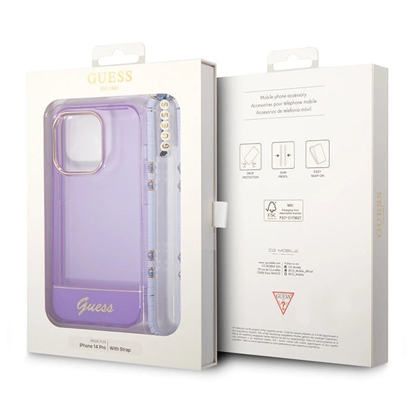Guess GUHCP14LHGCOHU iPhone 14 Pro 6.1" purple/purple hardcase Translucent Pearl Strap