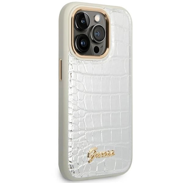 Guess Croco Collection case for iPhone 14 Pro 6.1" - silver