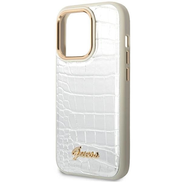 Guess Croco Collection case for iPhone 14 Pro 6.1" - silver
