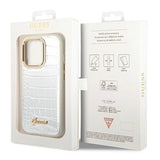 Guess Croco Collection case for iPhone 14 Pro 6.1" - silver