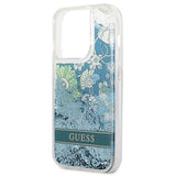 Guess GUHCP14LLFLSN iPhone 14 Pro 6.1" green/green hardcase Flower Liquid Glitter