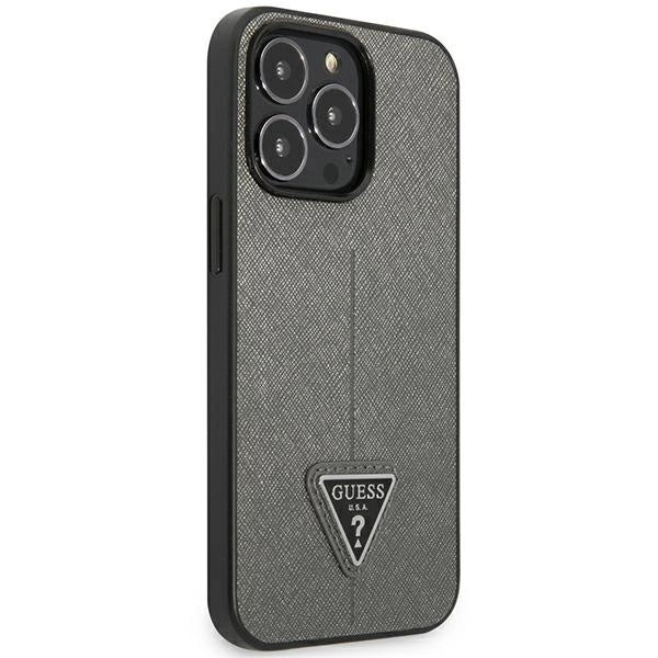 Guess GUHCP14LPSATLG iPhone 14 Pro 6.1 "silver / silver hardcase SaffianoTriangle Logo