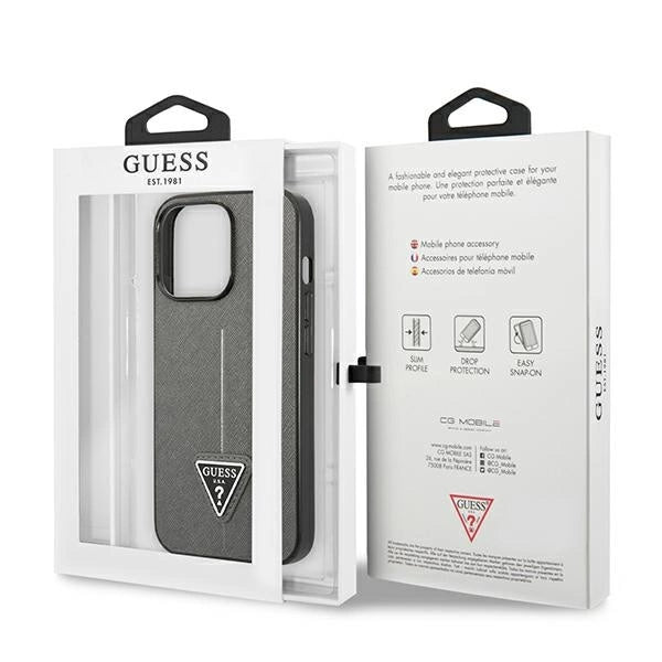 Guess GUHCP14LPSATLG iPhone 14 Pro 6.1 "silver / silver hardcase SaffianoTriangle Logo