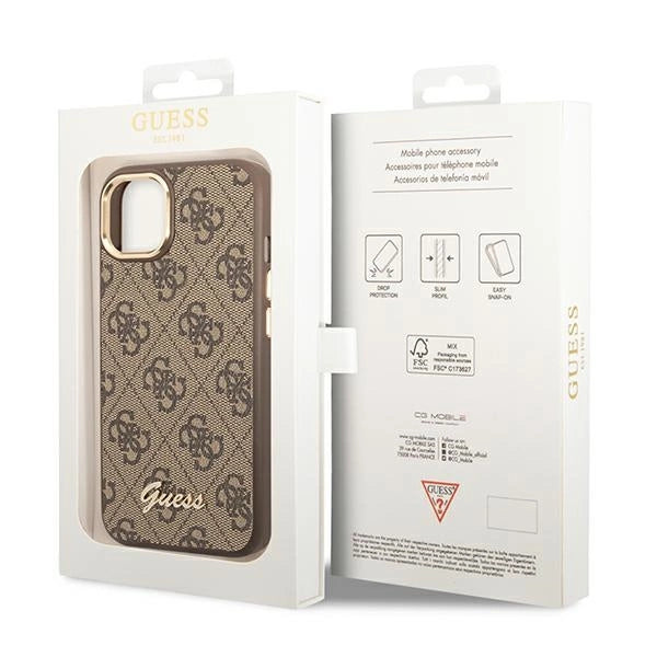 Guess GUHCP14MHG4SHW iPhone 14 Plus 6.7 "brown / brown hard case 4G Vintage Gold Logo
