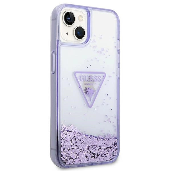 Guess Liquid Glitter Palm Collection æske til iPhone 14 Plus 6.7" - lilla
