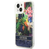 Guess GUHCP14MLFLSB iPhone 14 Plus 6.7 "blue / blue hardcase Flower Liquid Glitter