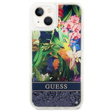 Guess GUHCP14MLFLSB iPhone 14 Plus 6.7 "blue / blue hardcase Flower Liquid Glitter