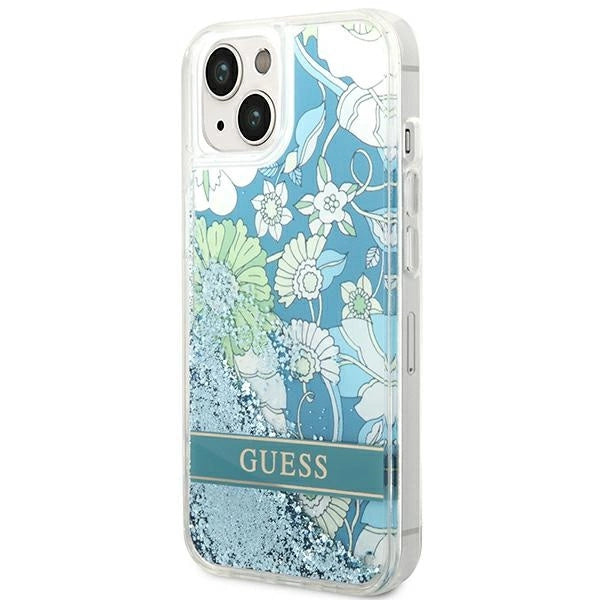 Guess GUHCP14MLFLSN iPhone 14 Plus 6.7 "green / green hardcase Flower Liquid Glitter