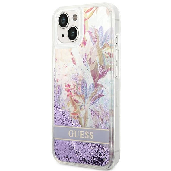 Guess GUHCP14MLFLSU iPhone 14 Plus 6.7 "violet / purple hardcase Flower Liquid Glitter