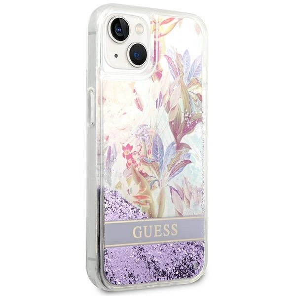 Guess GUHCP14MLFLSU iPhone 14 Plus 6.7 "violet / purple hardcase Flower Liquid Glitter