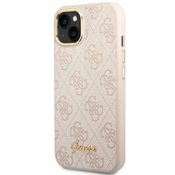 Guess 4G Vintage Gold Logo case for iPhone 14 - pink