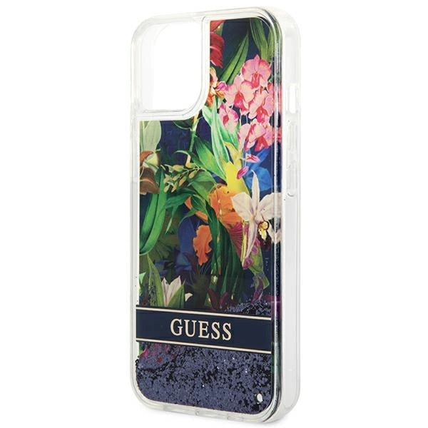 Guess GUHCP14SLFLSB iPhone 14 6.1 "blue / blue hardcase Flower Liquid Glitter