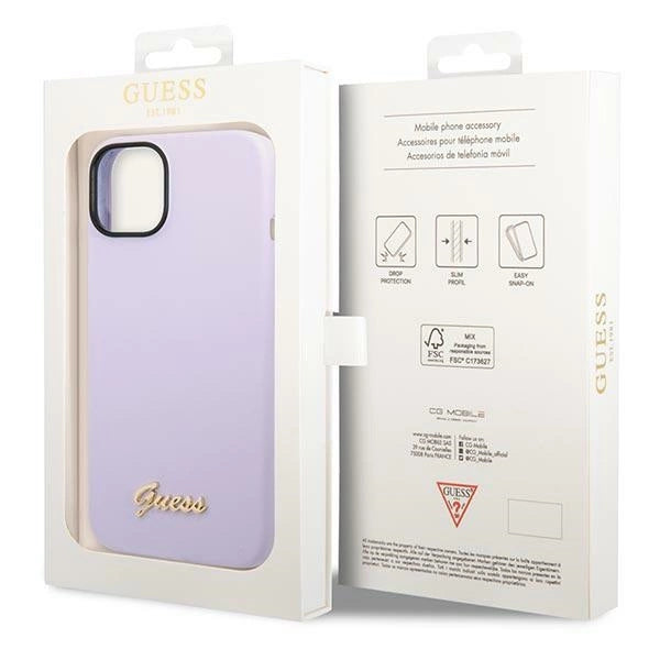 Guess GUHCP14SSLSMU iPhone 14 6.1" purple/purple hard case Silicone Vintage Gold Logo