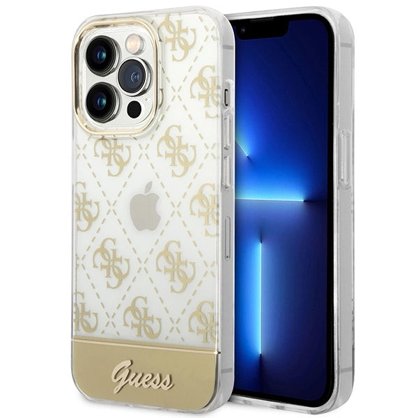 Guess GUHCP14XHG4MHG iPhone 14 Pro Max 6.7 "gold / gold hardcase 4G Pattern Script