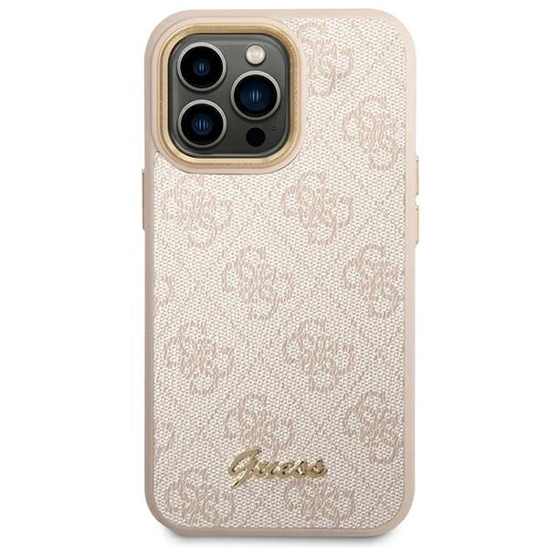 Guess 4G Vintage Gold Logo case for iPhone 14 Pro Max - pink