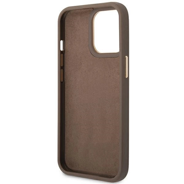 Guess GUHCP14XHG4SHW iPhone 14 Pro Max 6.7" brown/brown hard case 4G Vintage Gold Logo