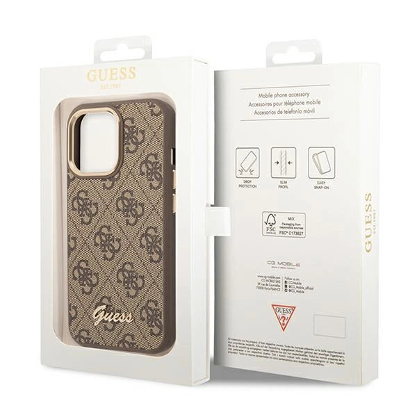 Guess GUHCP14XHG4SHW iPhone 14 Pro Max 6.7" brown/brown hard case 4G Vintage Gold Logo