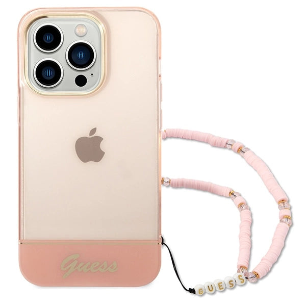 Guess GUHCP14XHGCOHP iPhone 14 Pro Max 6.7" pink/pink hardcase Translucent Pearl Strap