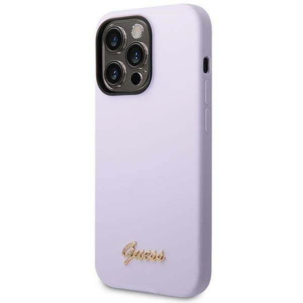 Guess GUHCP14XSLSMU iPhone 14 Pro Max 6.7" purple/purple hard case Silicone Vintage Gold Logo