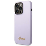 Guess GUHCP14XSLSMU iPhone 14 Pro Max 6.7" purple/purple hard case Silicone Vintage Gold Logo
