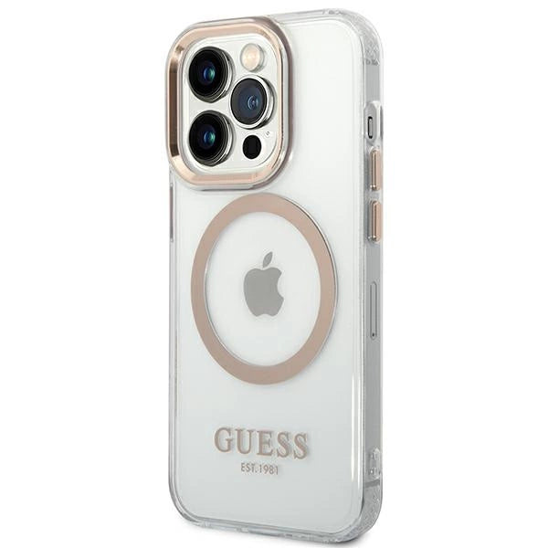 Guess GUHMP14LHTRMD iPhone 14 Pro 6.1 "gold / gold hard case Metal Outline Magsafe