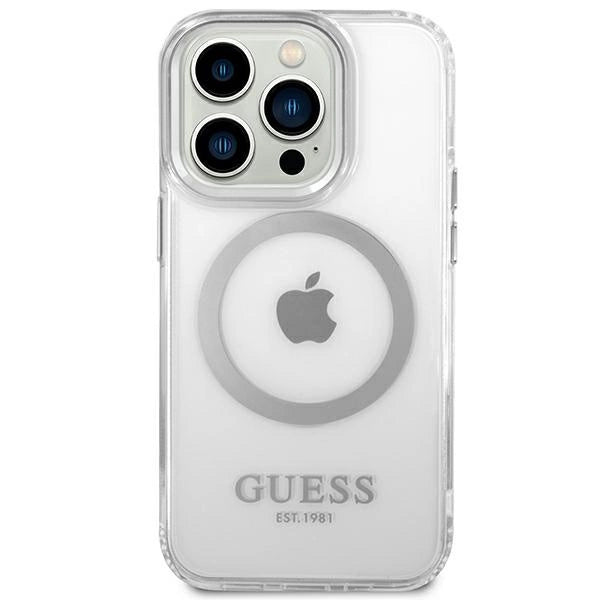 Guess GUHMP14LHTRMS iPhone 14 Pro 6.1" silver/silver hard case Metal Outline Magsafe