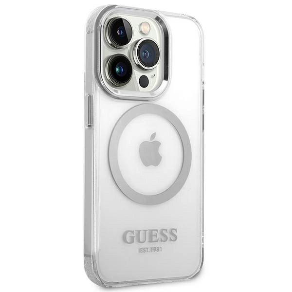 Guess GUHMP14LHTRMS iPhone 14 Pro 6.1" silver/silver hard case Metal Outline Magsafe