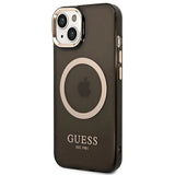 Guess GUHMP14MHTCMK iPhone 14 Plus 6.7" black/black hard case Gold Outline Translucent MagSafe