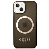 Guess GUHMP14MHTCMK iPhone 14 Plus 6.7" black/black hard case Gold Outline Translucent MagSafe