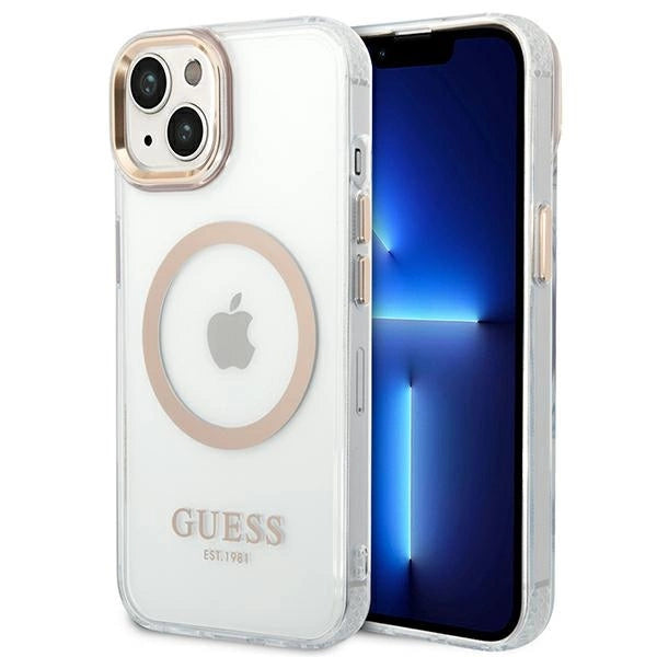Guess GUHMP14MHTRMD iPhone 14 Plus 6.7 "guld / guld hard case Metal Outline Magsafe