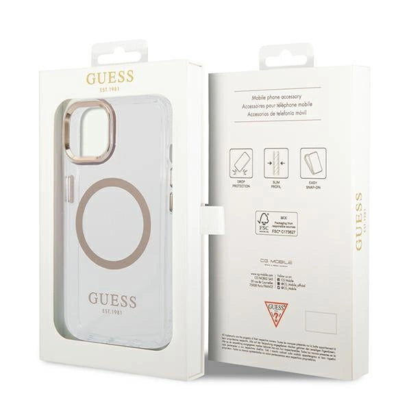 Guess GUHMP14MHTRMD iPhone 14 Plus 6.7 "guld / guld hard case Metal Outline Magsafe