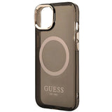 Guess GUHMP14SHTCMK iPhone 14 6.1" black/black hard case Gold Outline Translucent MagSafe