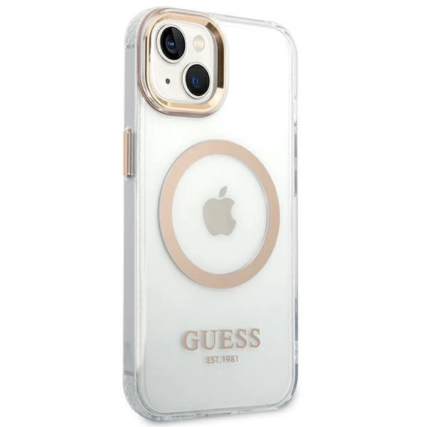 Guess GUHMP14SHTRMD iPhone 14 6.1 " guld / guld hårdkasse Metal Outline Magsafe