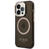 Guess GUHMP14XHTCMK iPhone 14 Pro Max 6.7" black/black hard case Gold Outline Translucent MagSafe