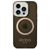 Guess GUHMP14XHTCMK iPhone 14 Pro Max 6.7" black/black hard case Gold Outline Translucent MagSafe