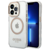 Guess GUHMP14XHTRMD iPhone 14 Pro Max 6,7 "guld / guld hårdkasse Metal Outline Magsafe
