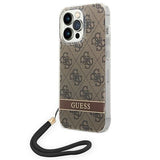 Guess GUOHCP14LH4STW iPhone 14 Pro 6.1 "brun / brun hardcase 4G Print Strap