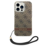 Guess GUOHCP14LH4STW iPhone 14 Pro 6.1 "brun / brun hardcase 4G Print Strap