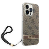 Guess GUOHCP14LH4STW iPhone 14 Pro 6.1 "brun / brun hardcase 4G Print Strap