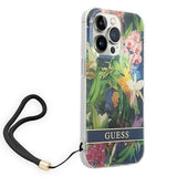 Guess GUOHCP14LHFLSB iPhone 14 Pro 6.1 "blue / blue hardcase Flower Strap