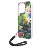 Guess GUOHCP14LHFLSB iPhone 14 Pro 6.1 "blue / blue hardcase Flower Strap