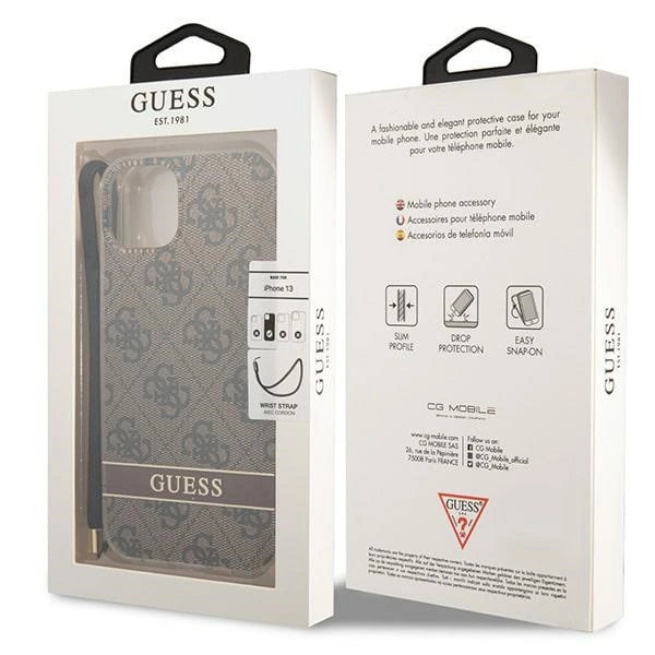Guess GUOHCP14MH4STW iPhone 14 Plus 6.7 "brown / brown hardcase 4G Print Strap